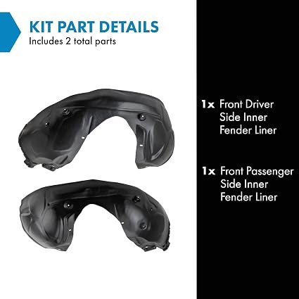 TRQ Front Driver and Passenger Side Inner Fender Liner 2011-2014 Dodge Charger - Image 2