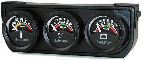 Auto Meter 2391 AutoGage Electric Oil/Volt/Water Gauge – Black, 1.5"