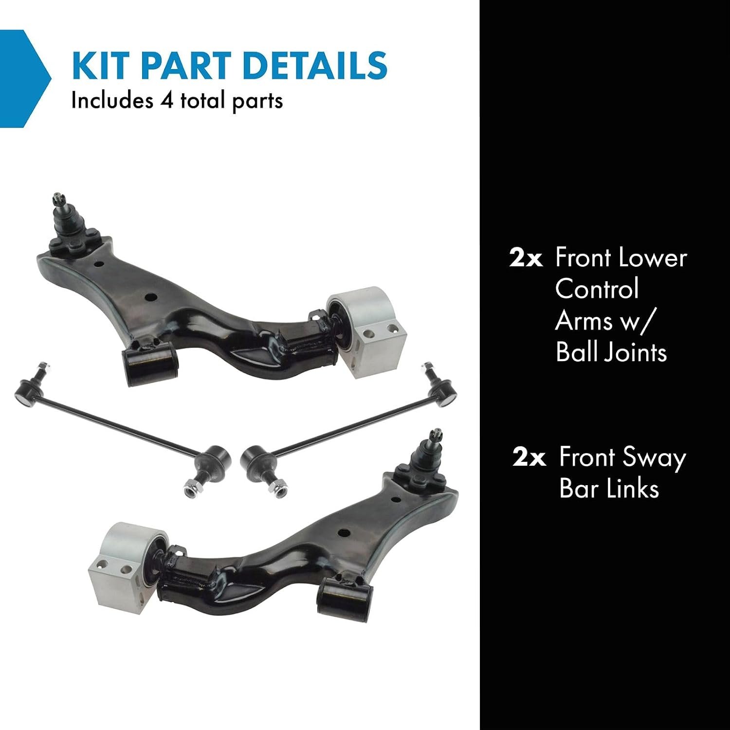 TRQ Front Suspension Kit Control Arm with Ball Joint Sway Bar Stabilizer | For 2010-2017 Chevrolet Equinox GMC Terrain - Image 3