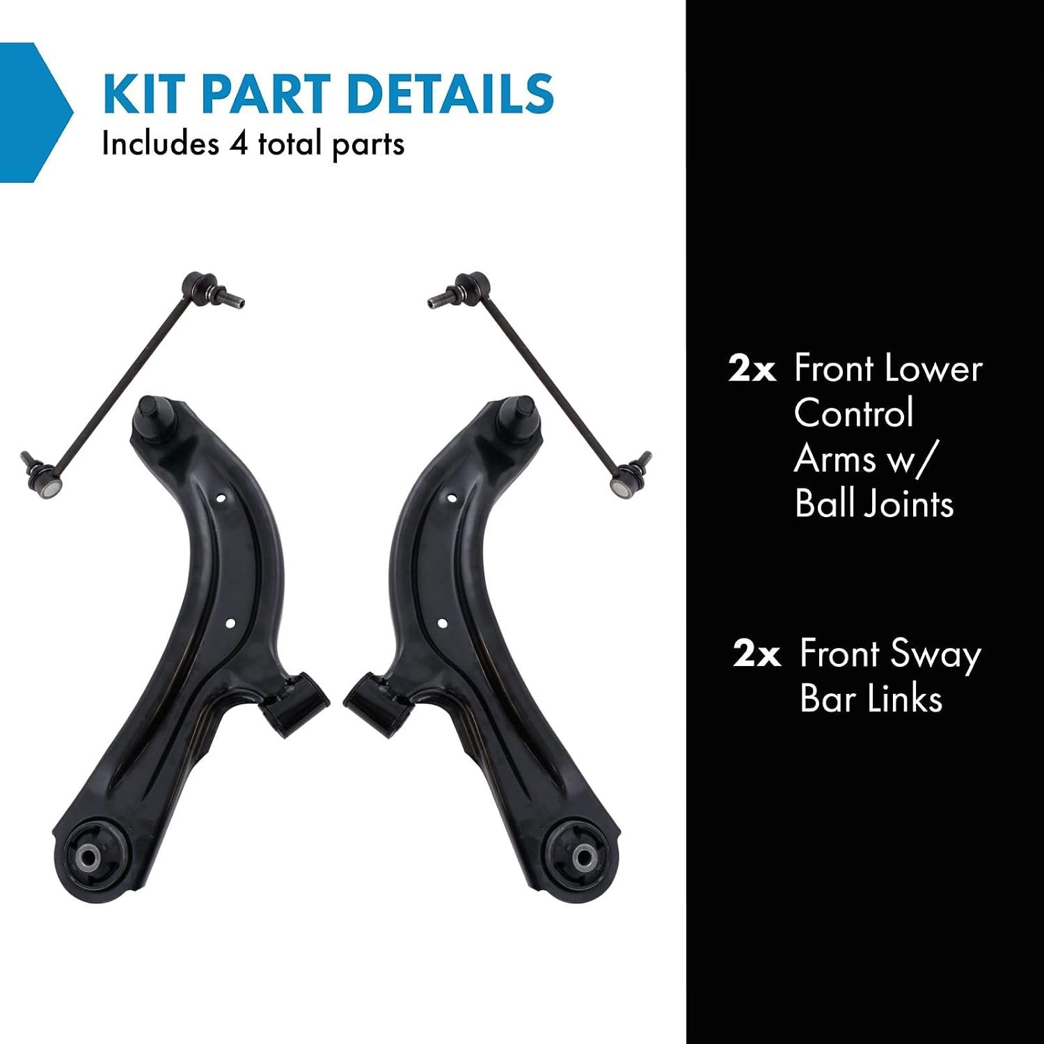 TRQ Front Suspension Kit Control Arm with Ball Joint Sway Bar Stabilizer | For 2015-2018 Chevrolet City Express 2013-2021 Nissan - Image 2