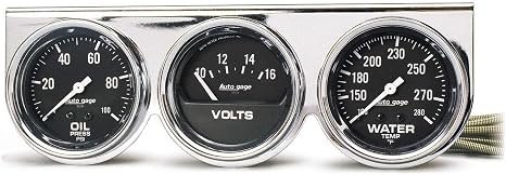 Auto Meter 2399 AutoGage Oil/Water/Volt Gauge – Chrome, 2.63"