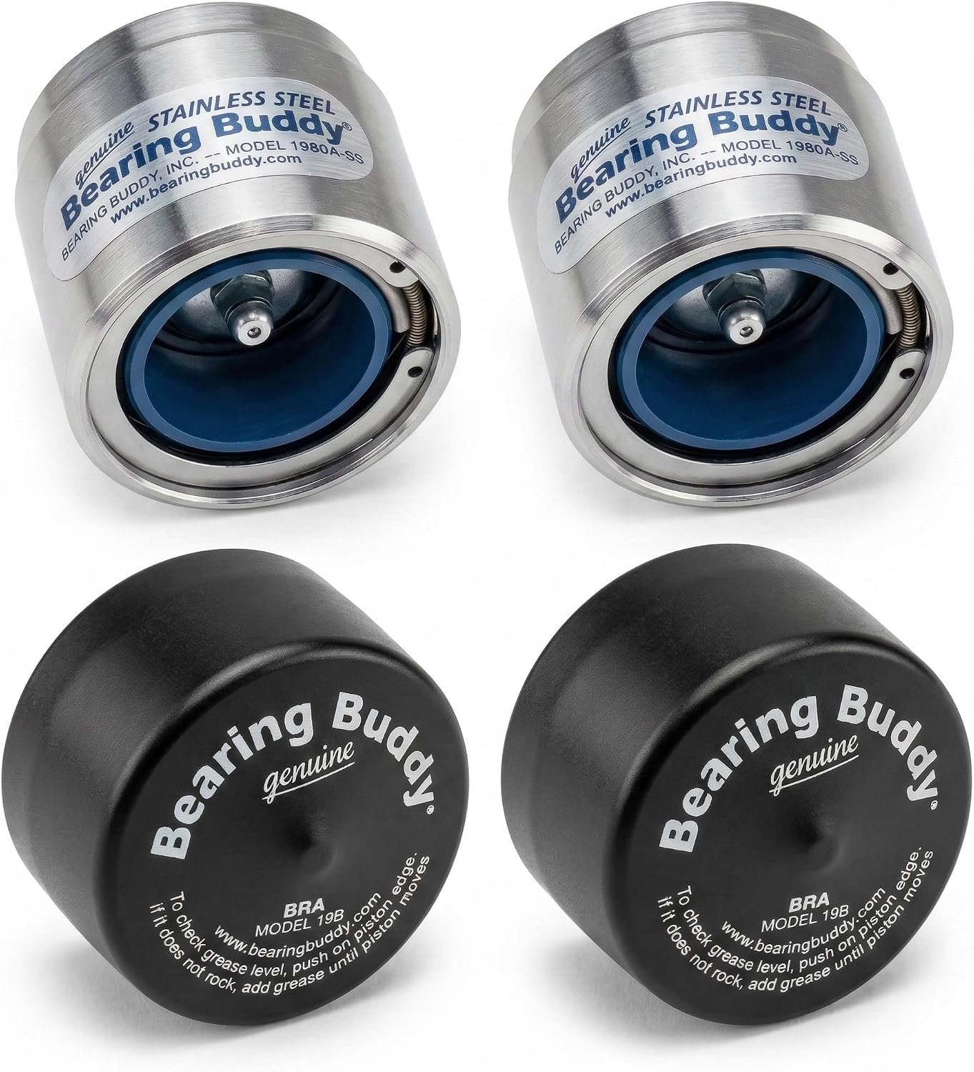 Bearing Buddy Model 1980A Stainless Steel Wheel Bearing Protectors w/ 19Bra